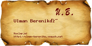 Ulman Bereniké névjegykártya